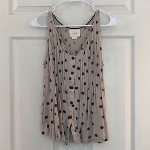 Tan and Navy Polka Dot Tank